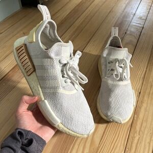 Adidas NMD R1 Cloud White Copper Metallic Sneakers FV1788 Womens 10 casual